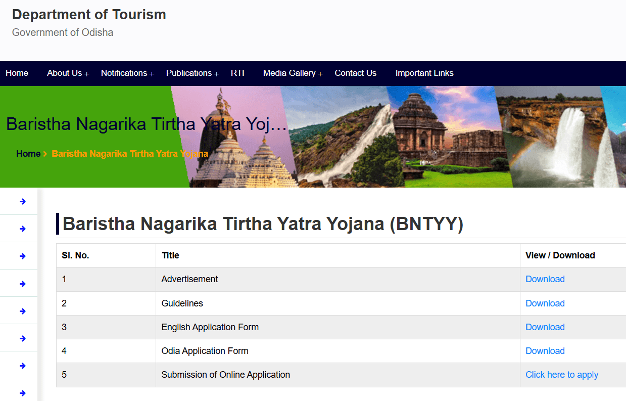 Baristha Nagarika Tirtha Yatra Yojana BNTYY Official Link