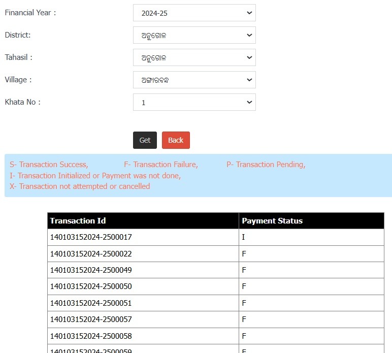 Check e Pauti Odisha Status of Payment