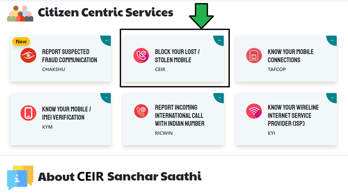 CEIR Sancharsaathi Gov In Portal