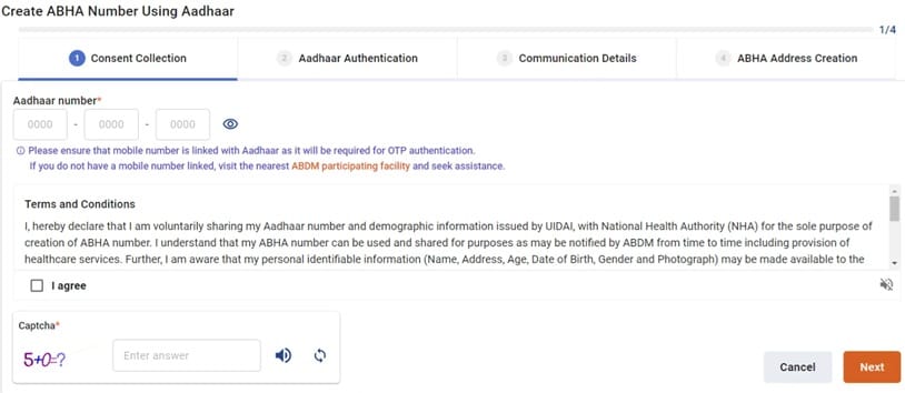 Create Your Abha Number using Aadhaar