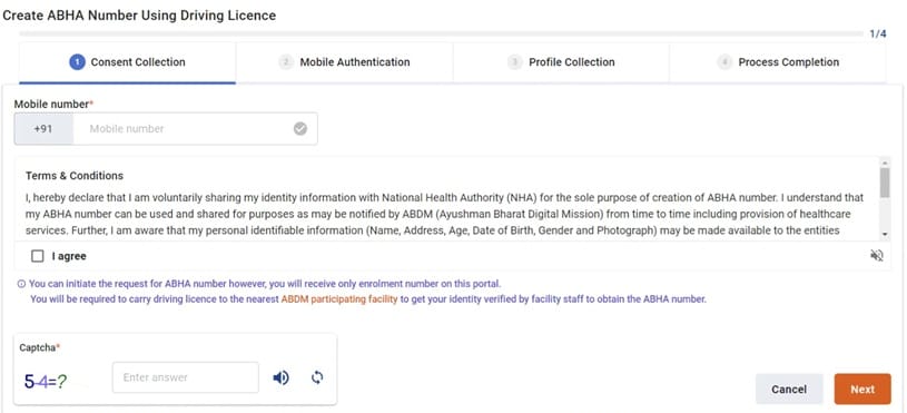 Create Your Abha Number using Driving License