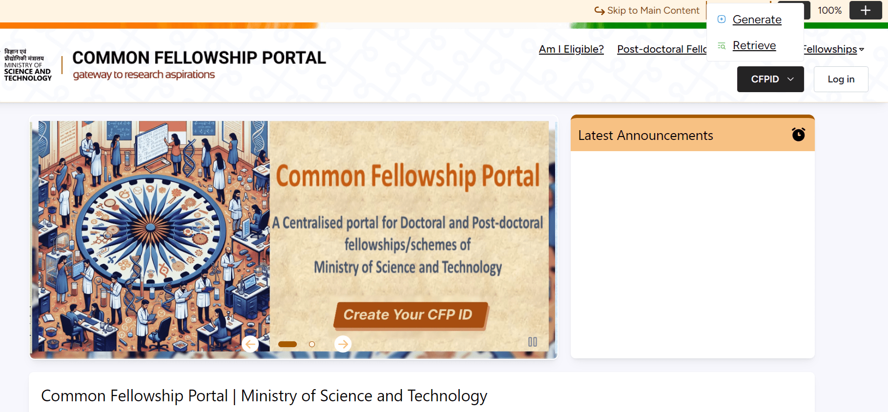 fellowships.gov.in Official Website