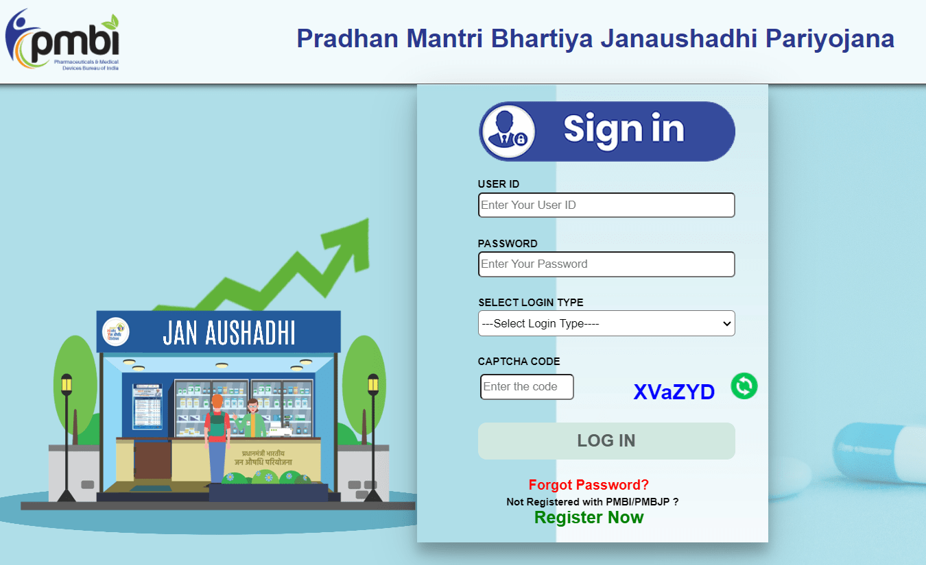 Jan Aushadhi Kendra Portal Login