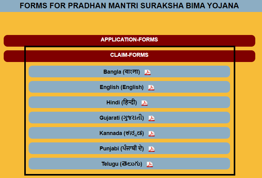 Jansuraksha PMSBY Claim Forms PDF