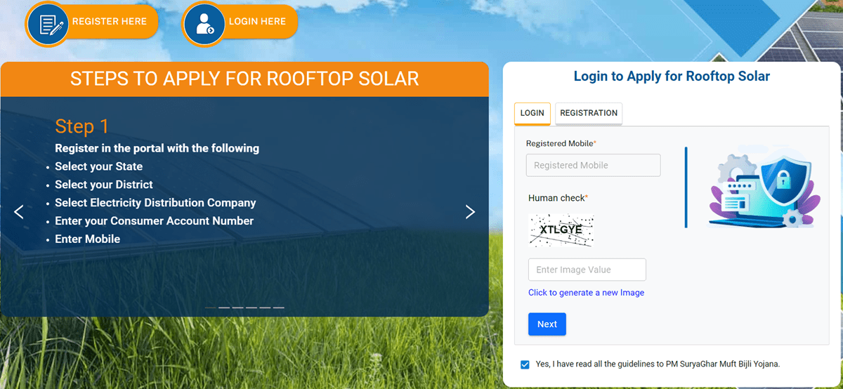 PM Surya Ghar Portal Login Consumers