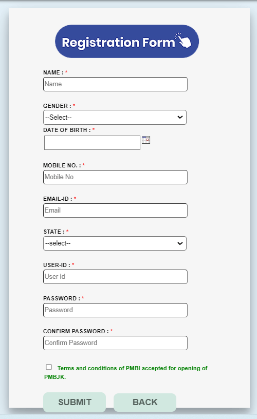 PMBJP Kendra Opening Registration Form