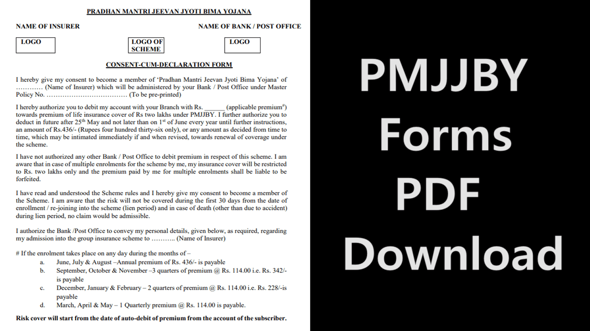 PMJJBY Form PDF Download