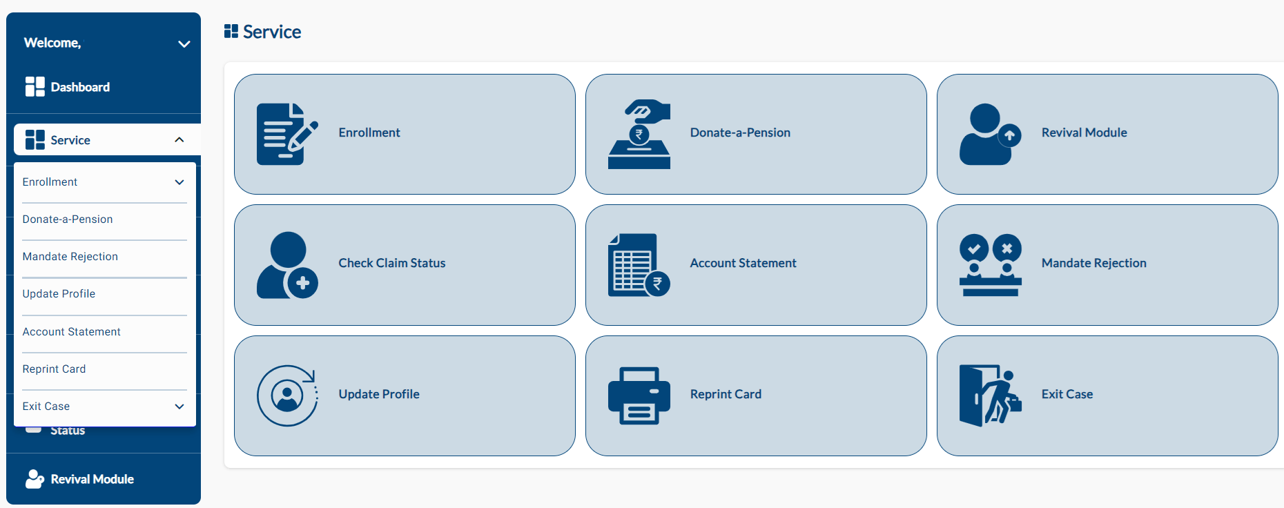 PMSYM Dashboard Service Enrollment Link