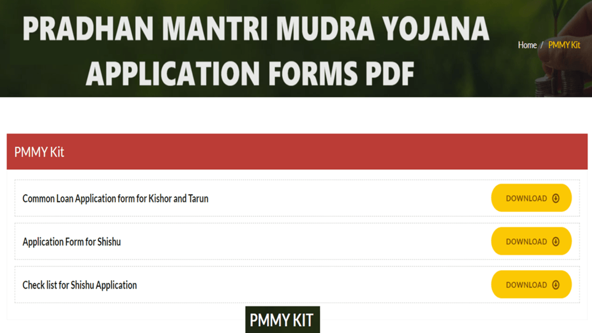 Pradhan Mantri Mudra Yojana Application Form PDF Download