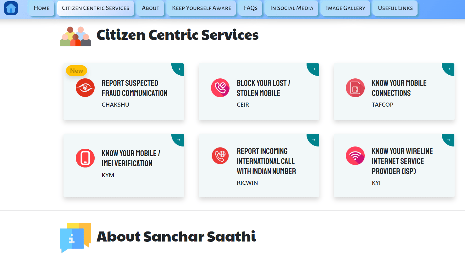 Sancharsaathi Gov In Citizen Centric Services