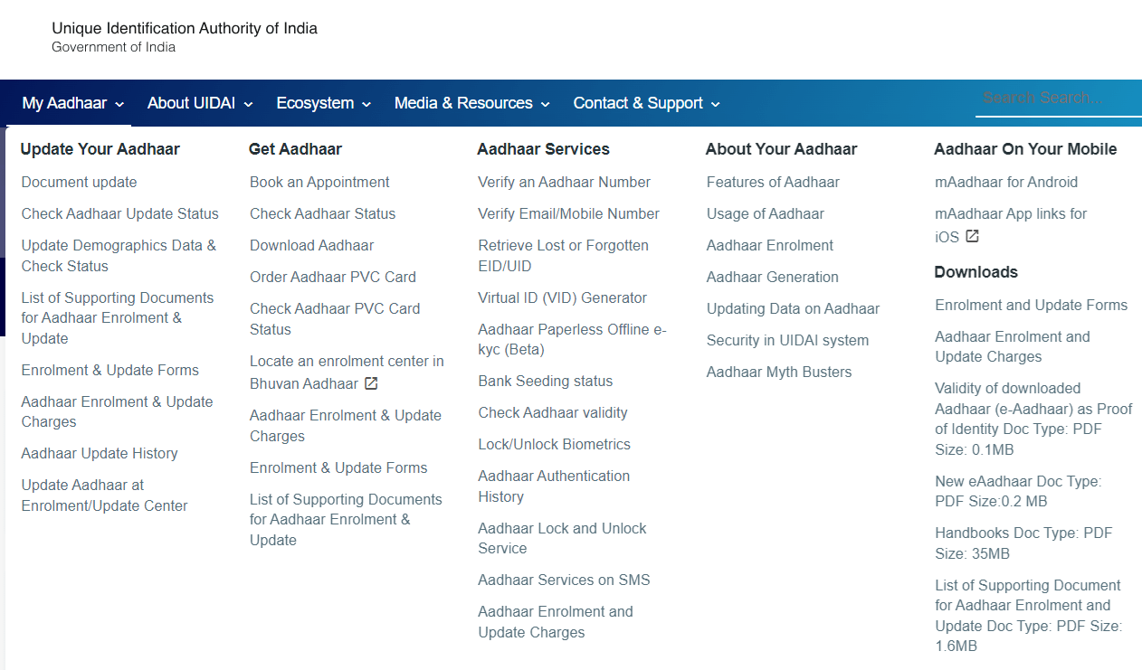 Uidai Gov In My Aadhaar