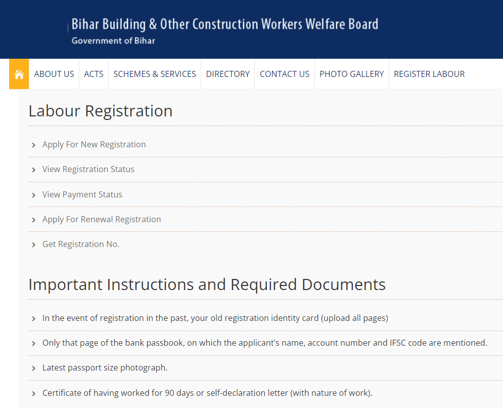 Bocw Bihar Gov In Labour Registration Page