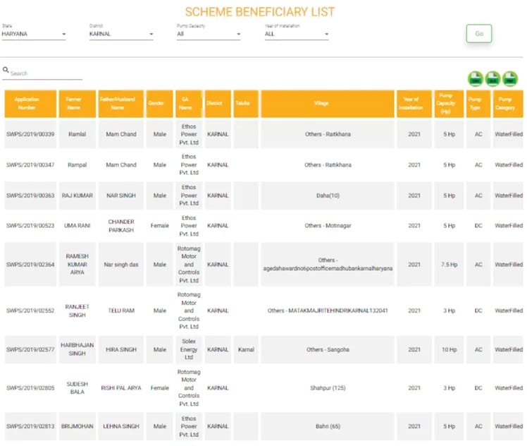Find Name in PM Kusum Scheme Beneficiary List