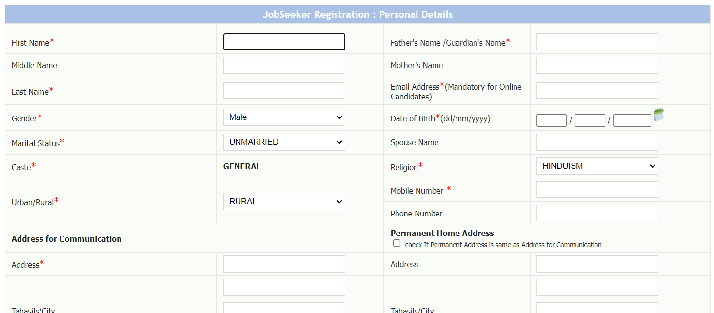 Jobseeker Registration Form Employment Exchange Odisha