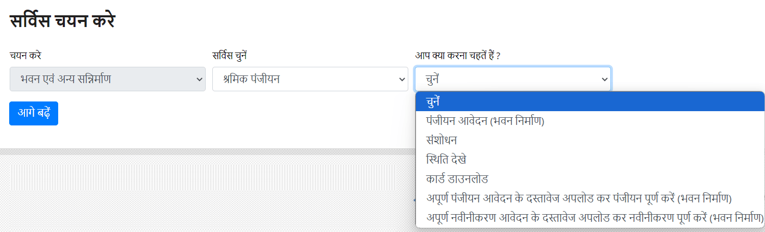 Select Service Shramevjayate CG Portal