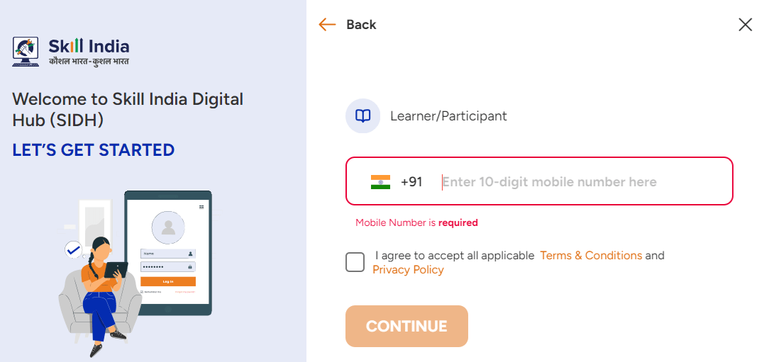 Skill India Digital Portal Registration Learner