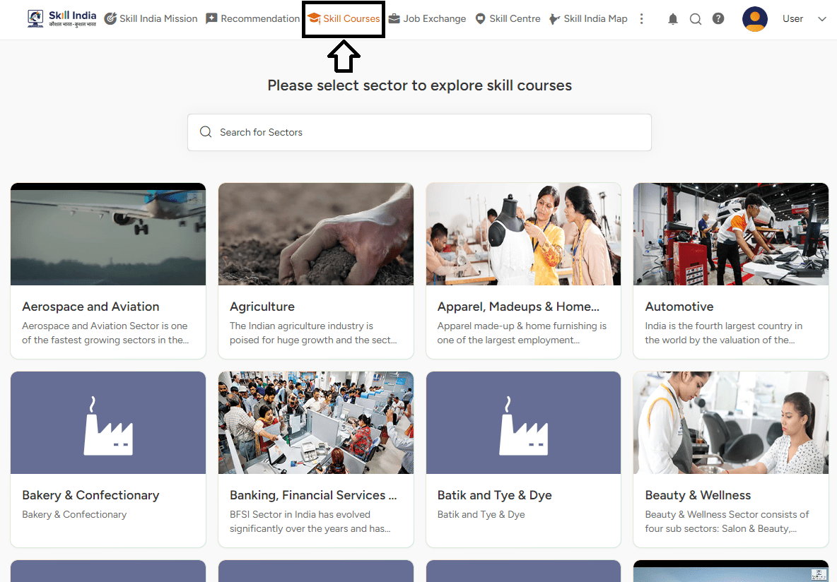 www.skillindiadigital.gov.in Sector List