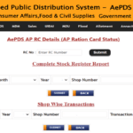 Aepds AP RC Details, Stock Register, Shop Wise Transactions