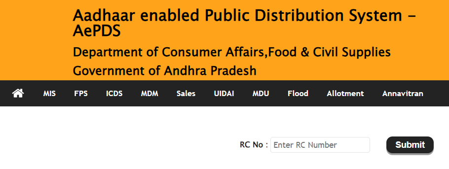 Aepds AP RC Details using Ration Card No