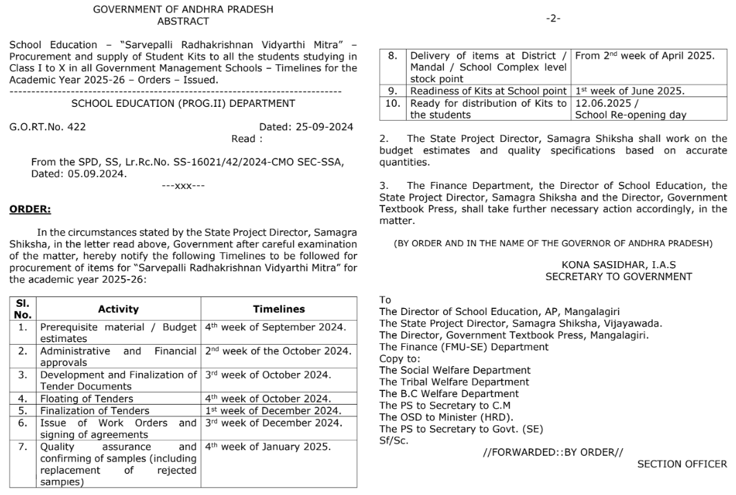 AP Sarvepalli Radhakrishnan Vidyarthi Mitra Notification PDF