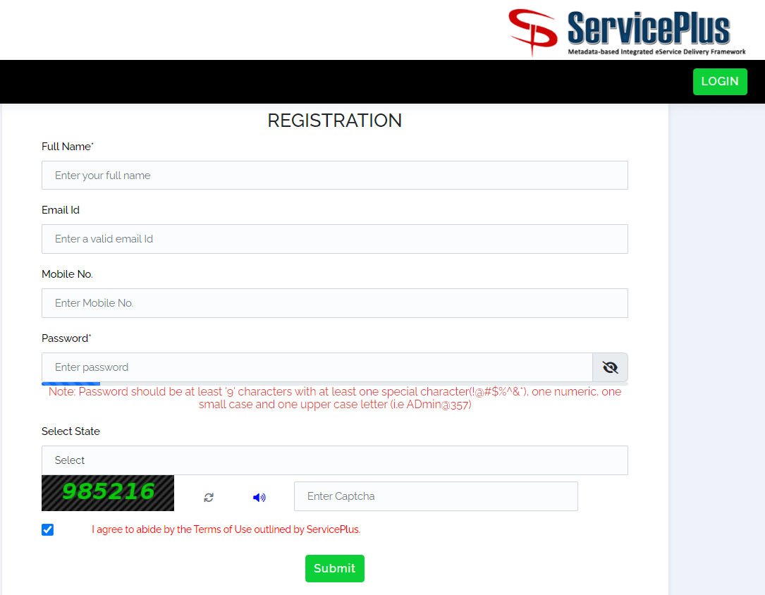 e District Odisha Registration Form