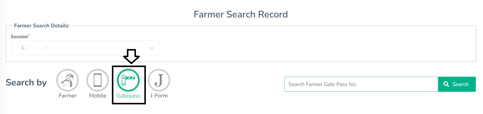 E Kharid Farmer Record Search by Gate Pass No