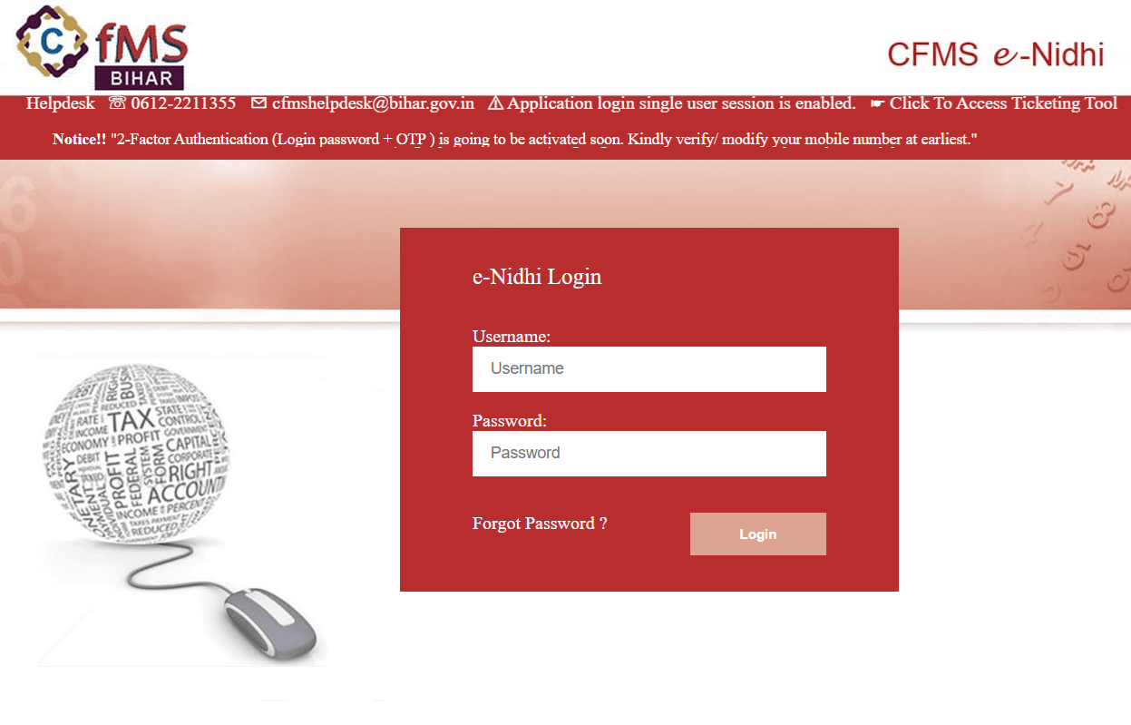 e Nidhi Bihar CFMS Login