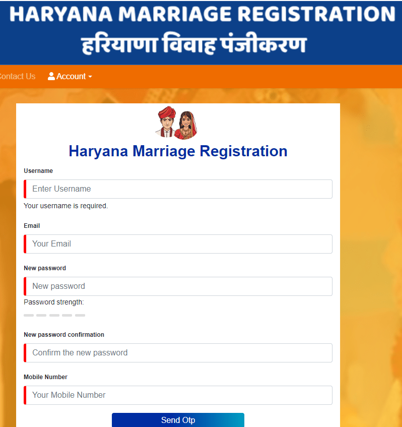 Haryana Marriage Registration Form Online