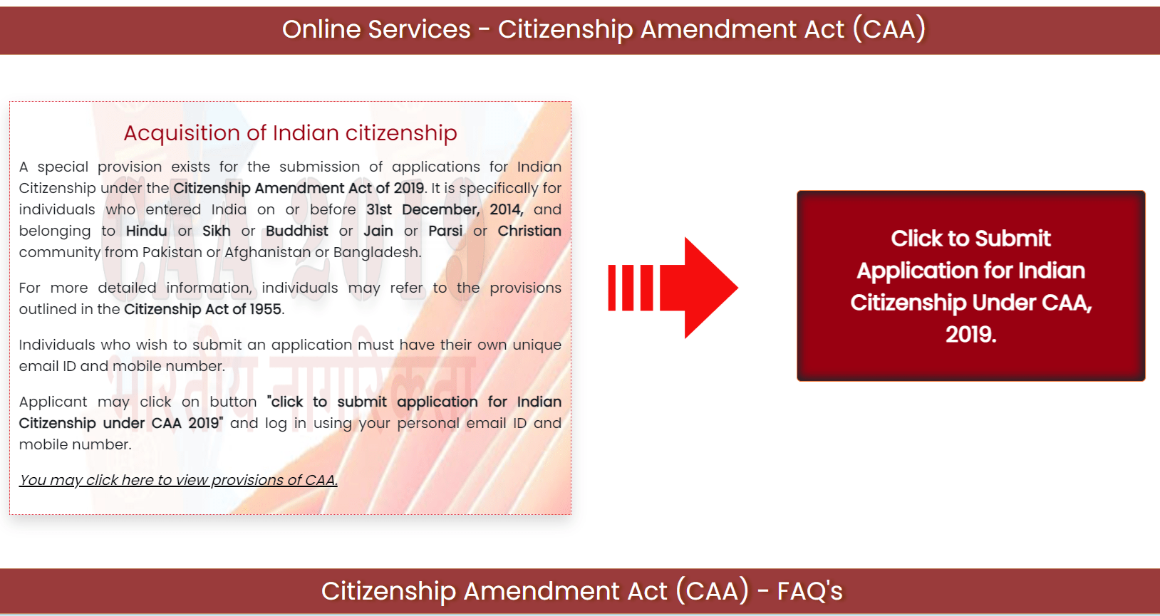 Indian Citizenship Online Services CAA