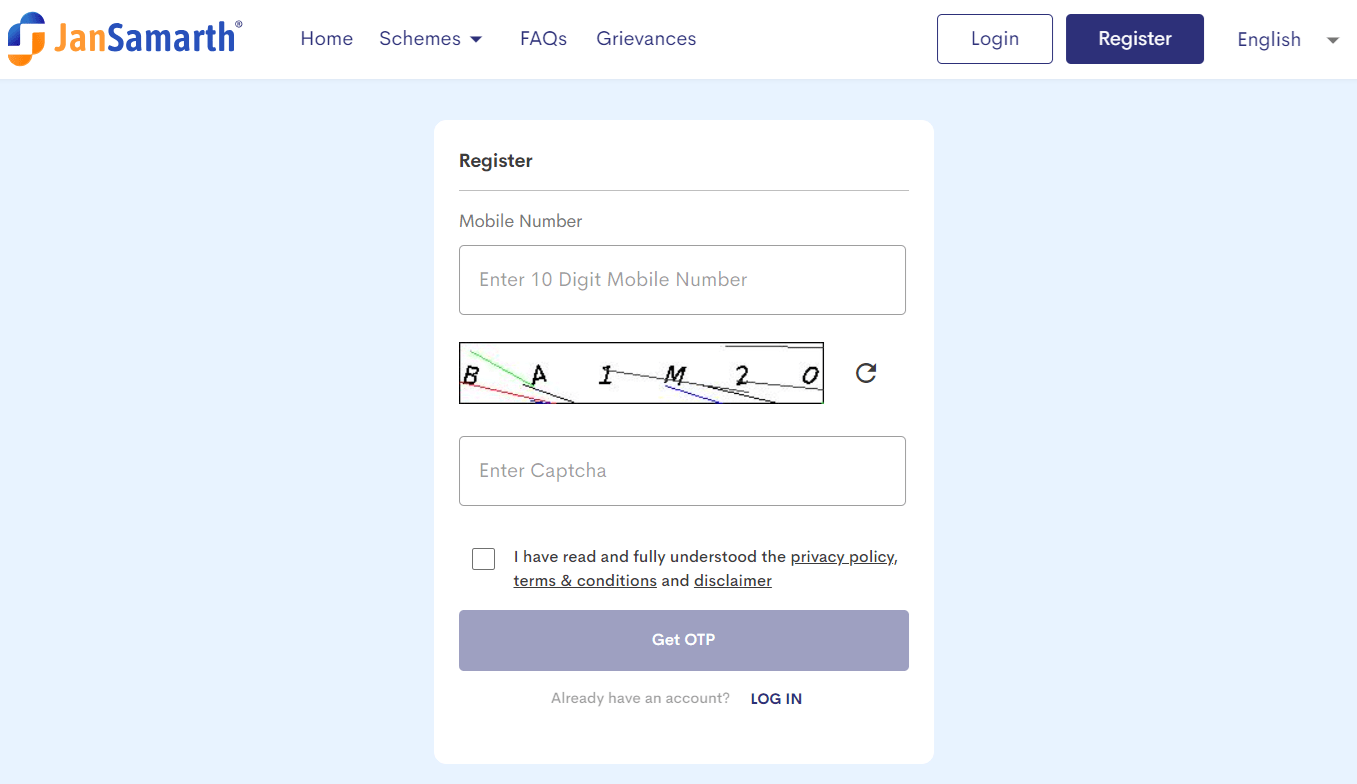 Jan Samarth Portal Registration