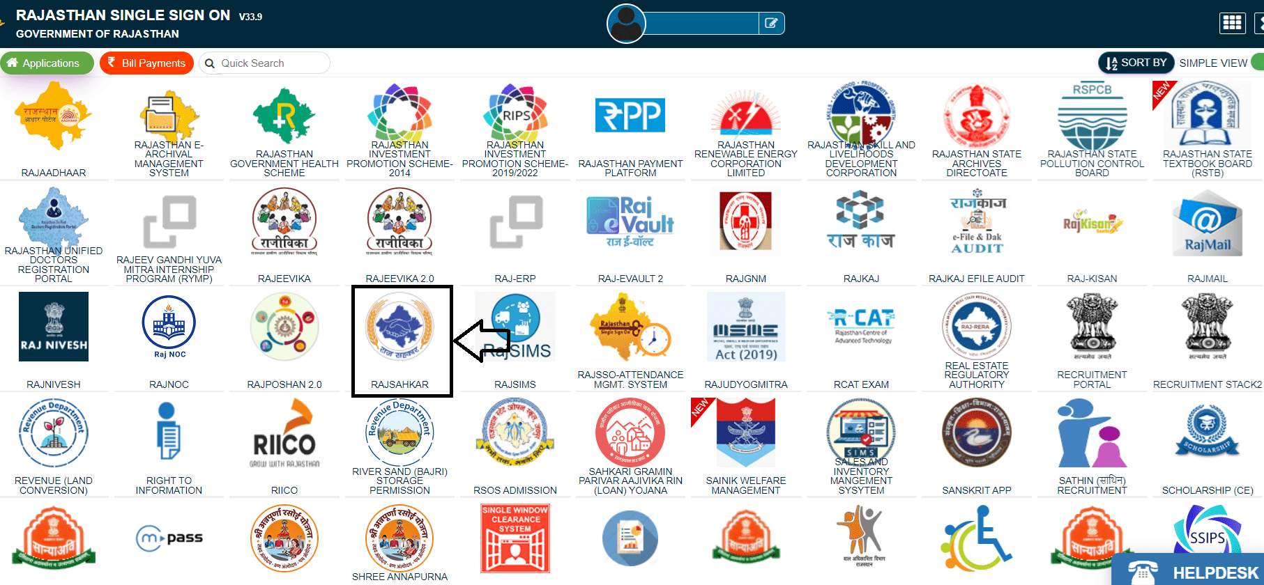 SSO Rajasthan Portal Rajsahakar Application