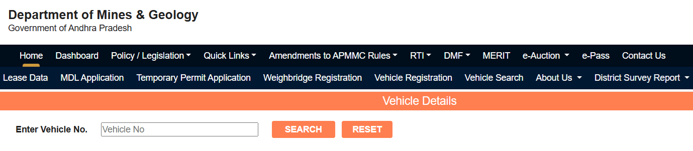 AP Mines Vehicle Search Online