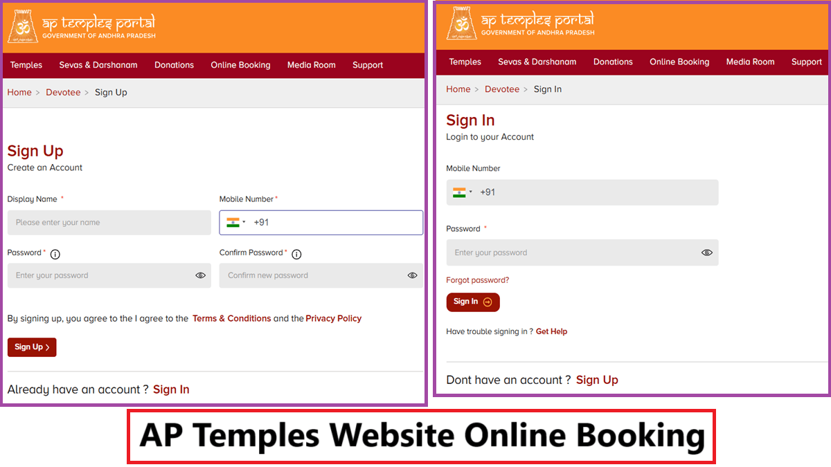 AP Temples Website Online Booking