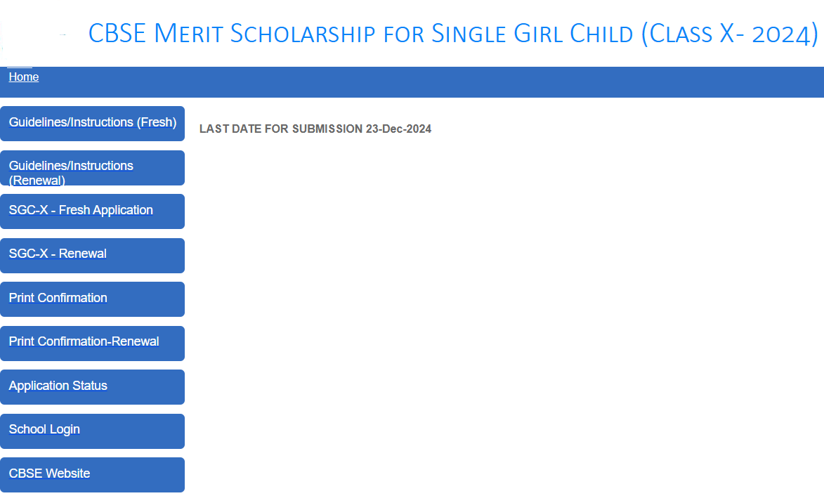 CBSE Merit Scholarship Single Girl Child 2024 Apply Online