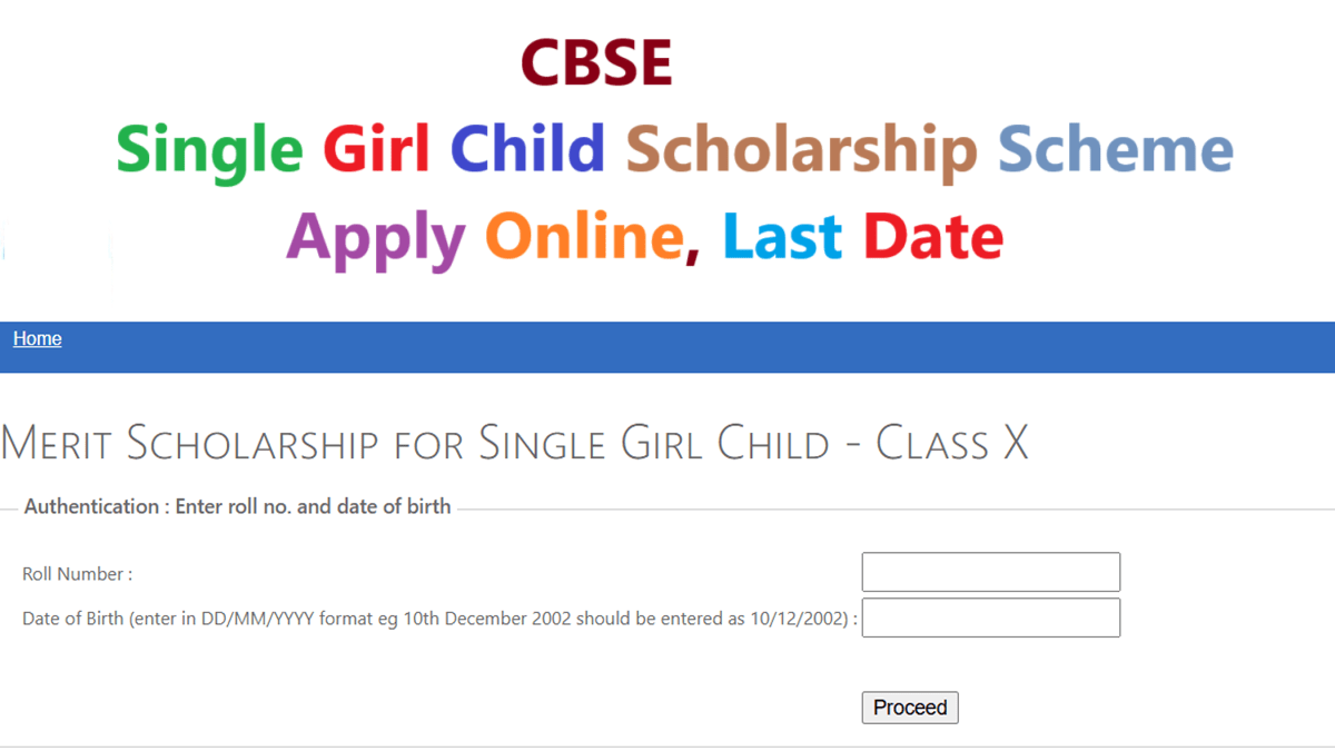 CBSE Single Girl Child Scholarship Apply Online, Last Date