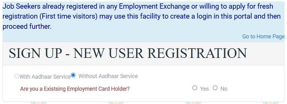 Employment AP New User Sign Up