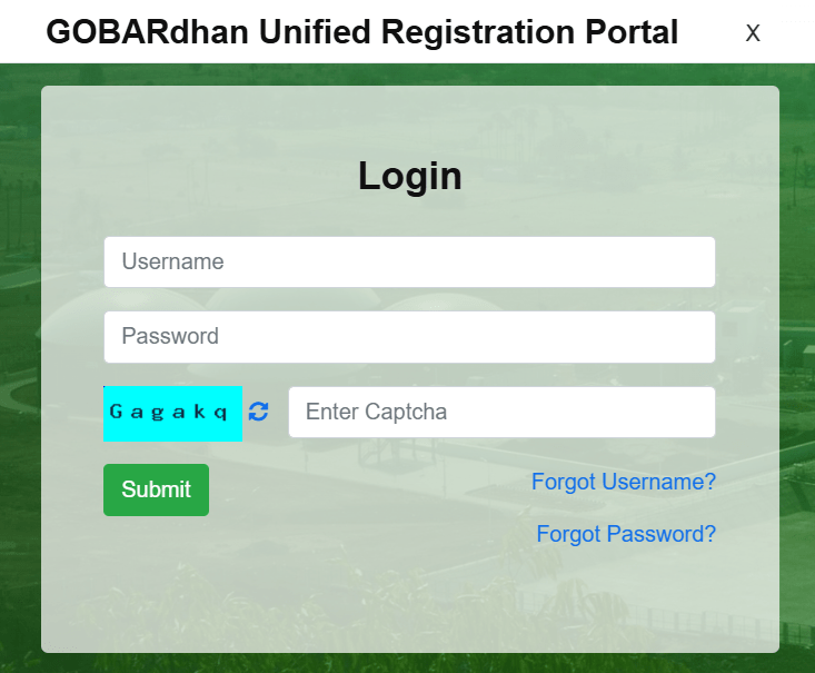 Gobardhan Portal Login with Username, Password