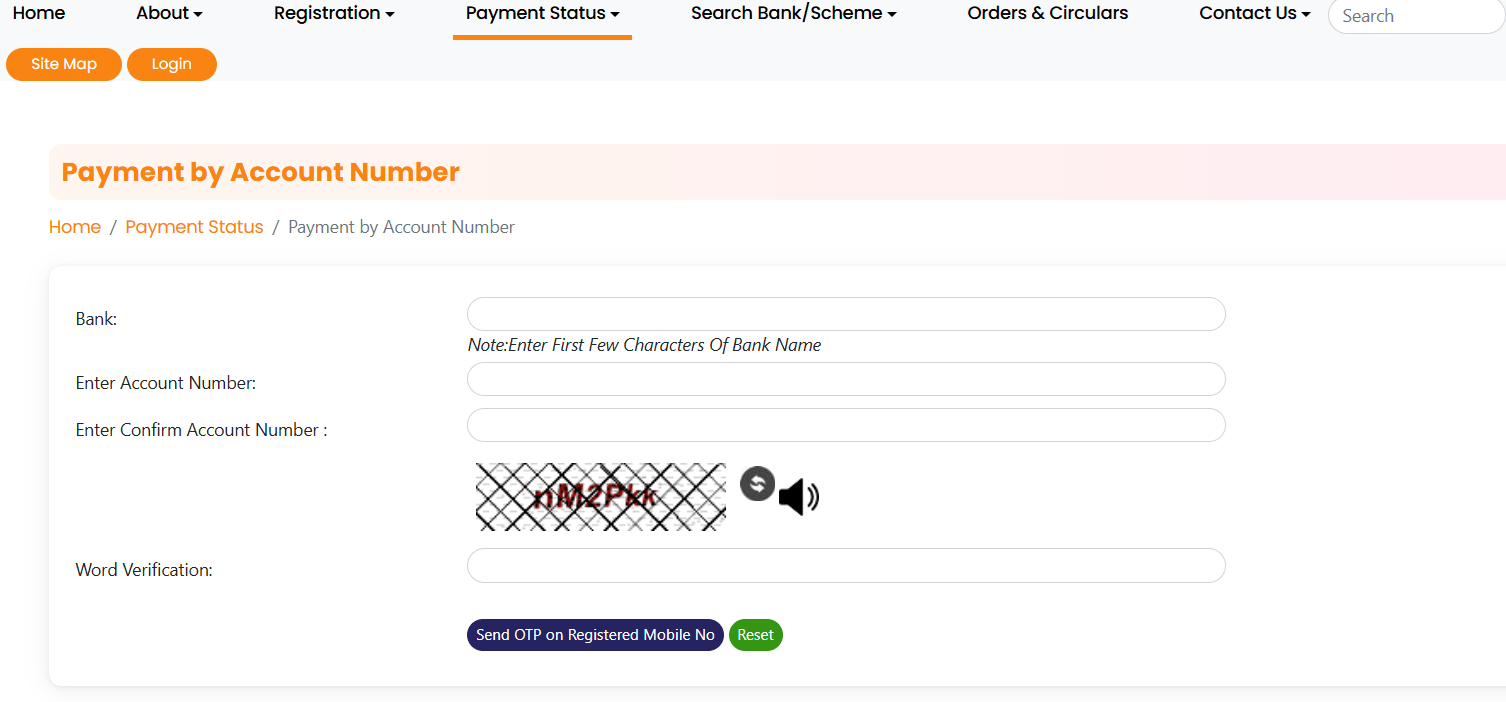 Know PFMS Payment Status by Account No