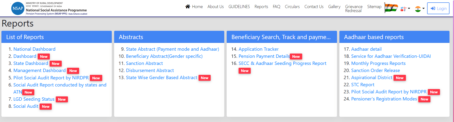 nsap.nic.in Portal Reports