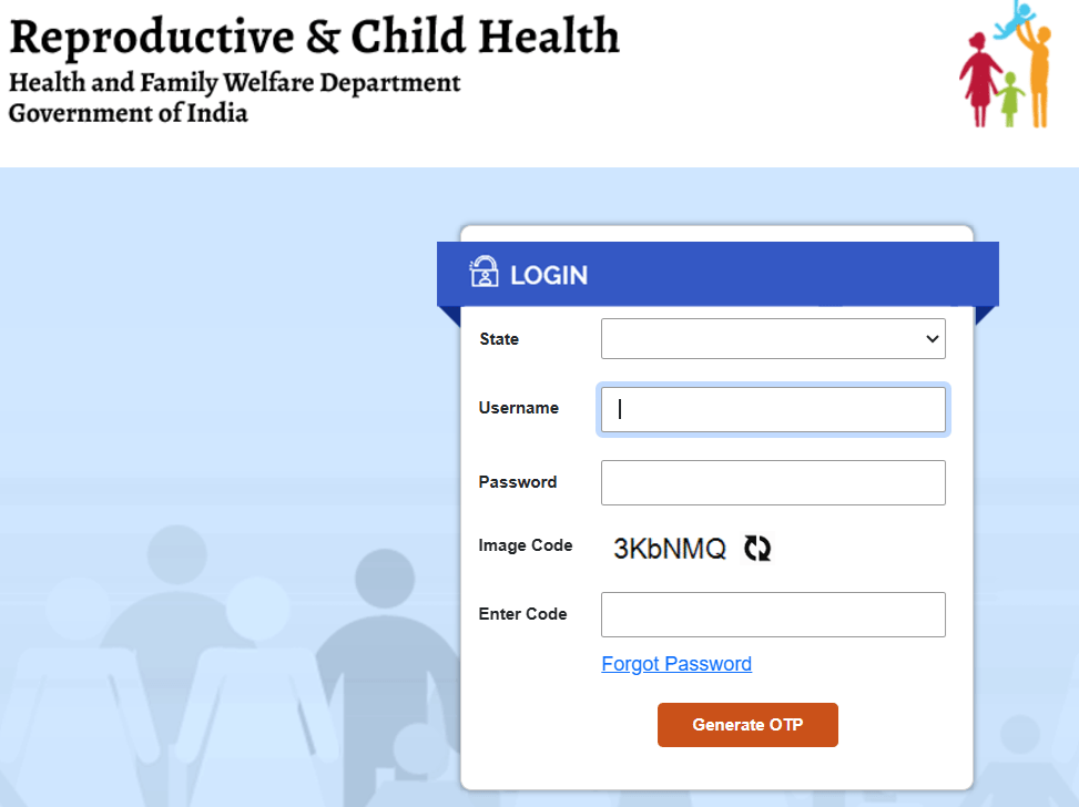 RCH Portal Login State Wise