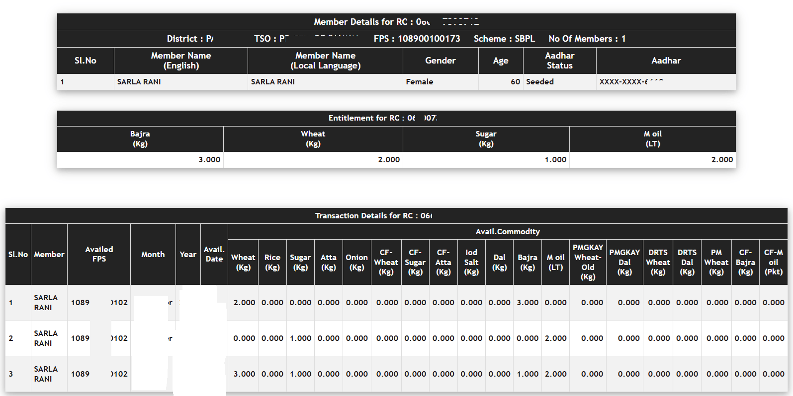 AePDS Haryana Ration Card Status