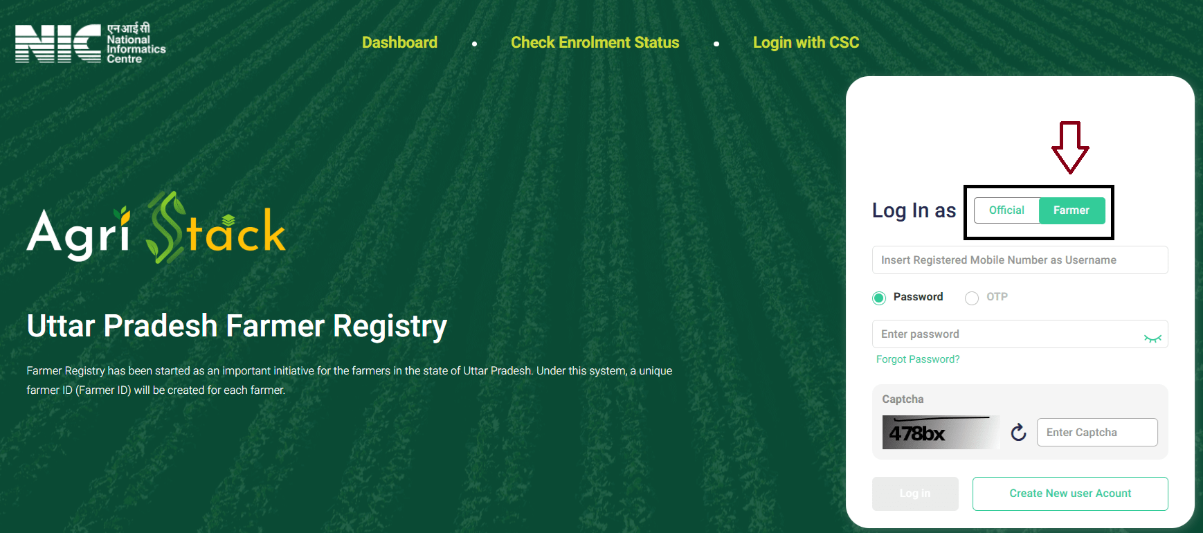 Agristack Farmer Registry UP Portal Login