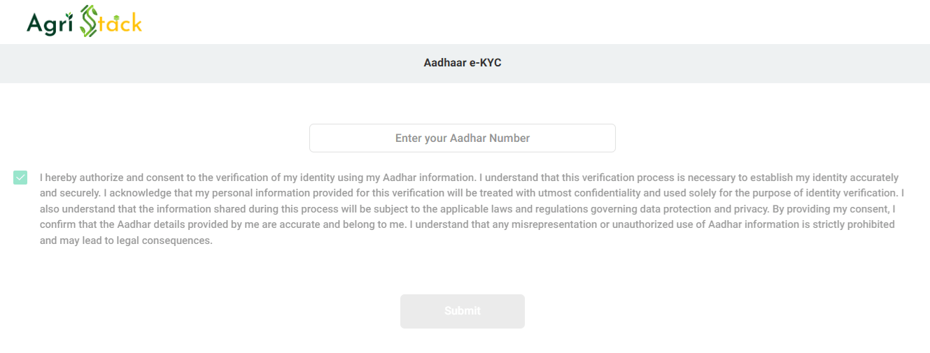 Agristack Gujarat Farmer ekyc Aadhar