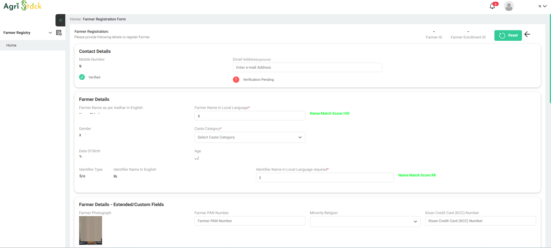 Agristack Gujarat Farmer Registration Form