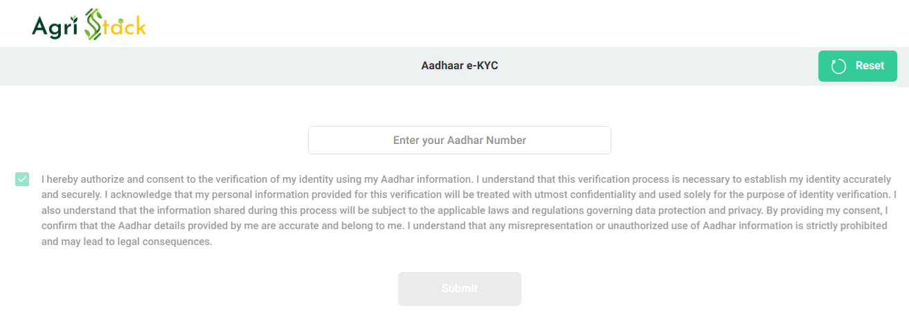 Agristack UP Farmer ekyc Aadhar