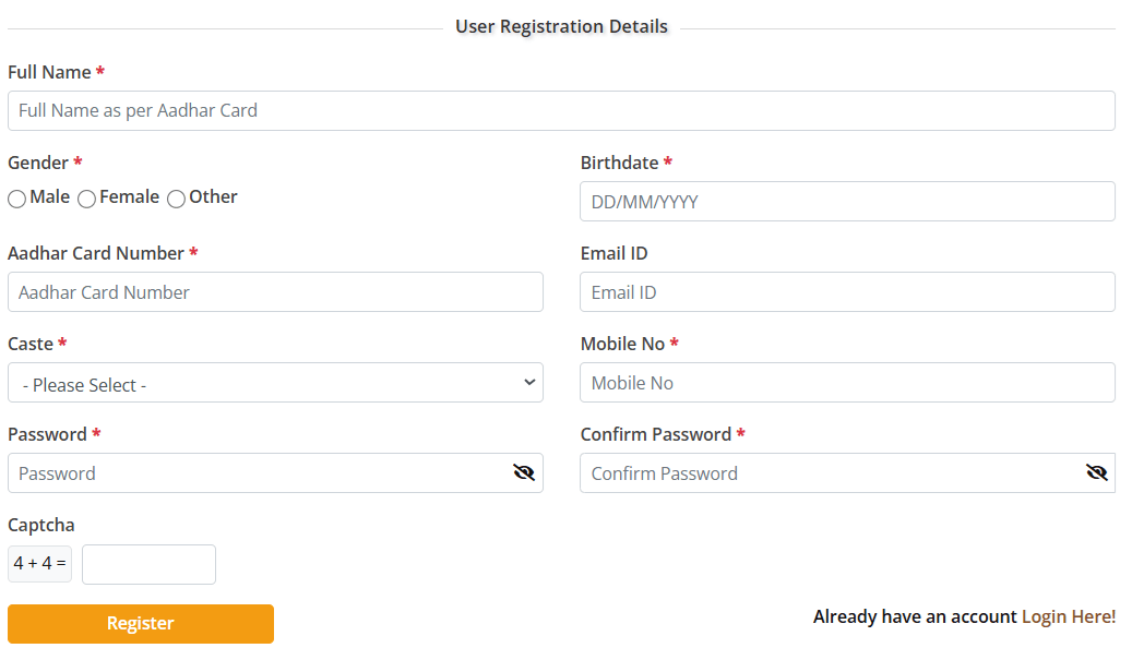 E Samaj Kalyan Gujarat Portal Registration