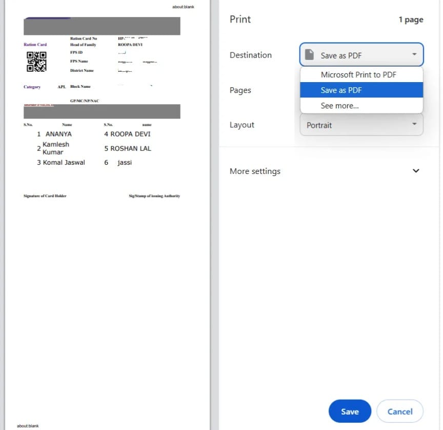 EPDS HP Ration Card Download PDF