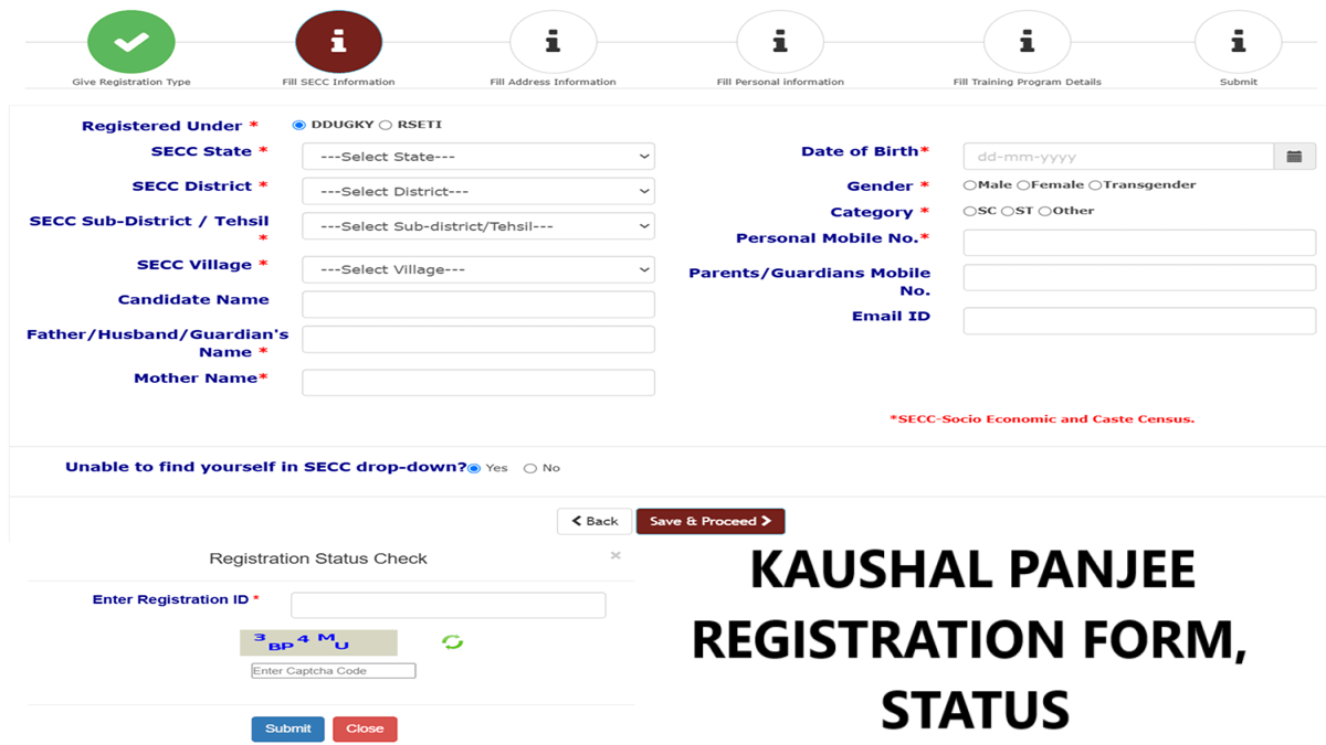 Kaushal Panjee Registration Form, Status