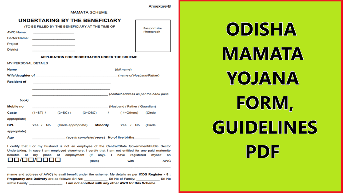 Mamata Yojana Odisha Form Guidelines PDF