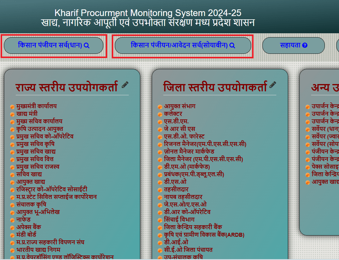 MP Kharif Procurement Monitoring System 2024-25